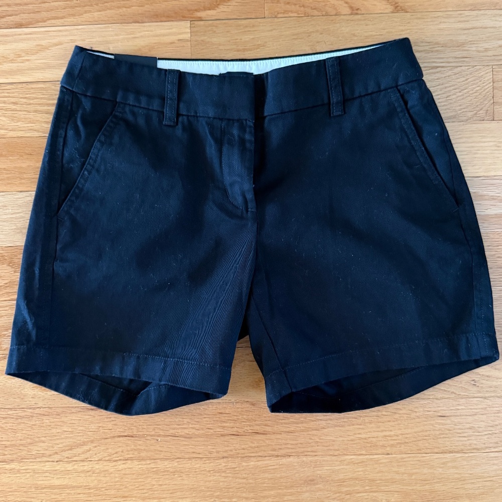 J. Crew Black 5" Short Chino Black Shorts Size 00 NWT